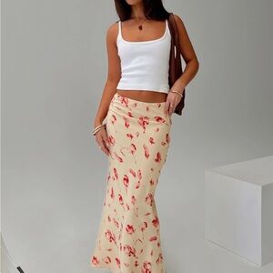 Princess Polly Mangoes Maxi Skirt Cream NWT